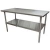 Bk Resources Work Table Stainless Steel W/Undershelf, Plastic bullet feet 60"Wx24"D SVT-6024